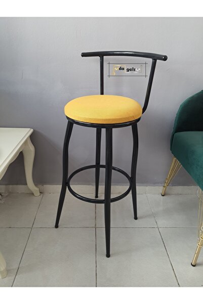 aldagelsin Sırtlı Dekoratif Bar Tabure Kara Inci