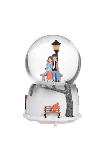 nesever store Sevgili Püskürtmeli Mega Boy Kar Küresi Işıklı Müzikli Kış Masalı