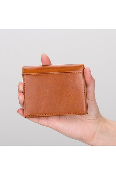 PLM Yetta Leather Card Holder Ch833 Rst2 Tan