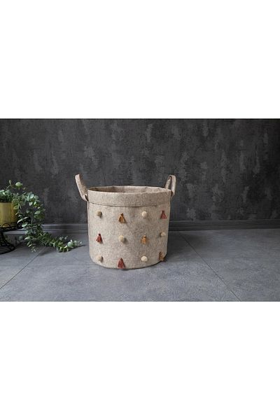 Buti Foldable Multi-Purpose Round Organizer with Pompom Storage Box Organizer Mega103761