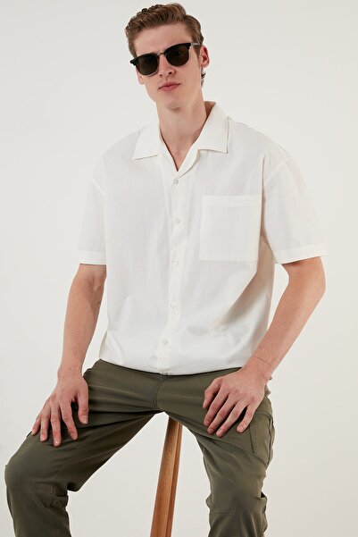 Buratti Relaxed Fit Kısa Kollu Tek Cepli Apaş Yaka Gömlek Erkek Gömlek Cf2119...