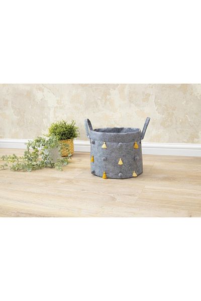 Buti Foldable Multi-Purpose Round Organizer with Pompom Storage Box Organizer Mini103785