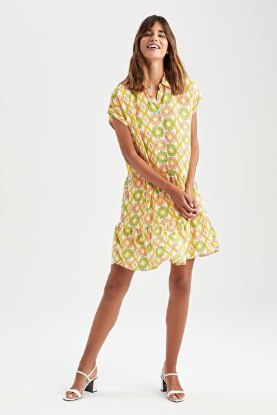 DeFacto Etnikai mintás inggalléros miniruha