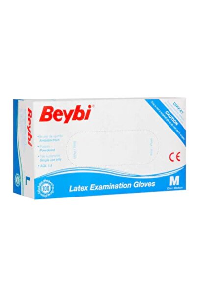 Beybi قفازات لاتكس بودرة (مقاس م) عبوة من 100 قطعة