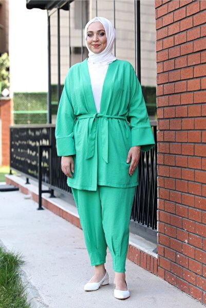 emsale Tsesttür Takım | Şalvarlı | Yeşil - Ems