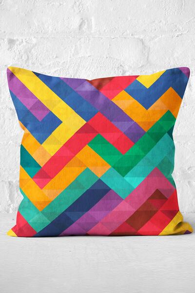 Nish & Royal Colorful Geometric Patterned Digital Printed Pillow Cushion Cover