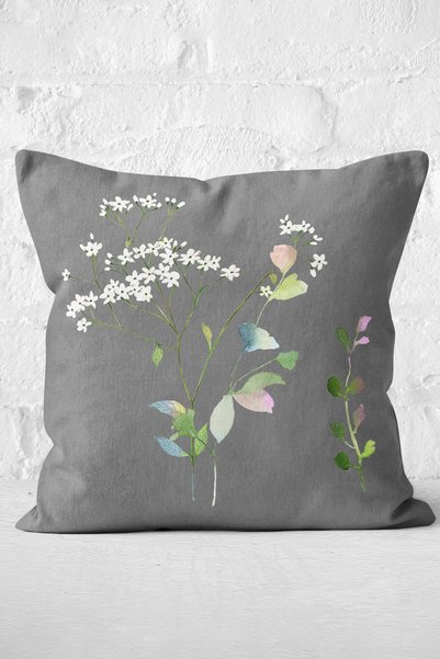 Nish & Royal Digital Printed Decorative Pillow Cushion Cover with Gray Backgr...