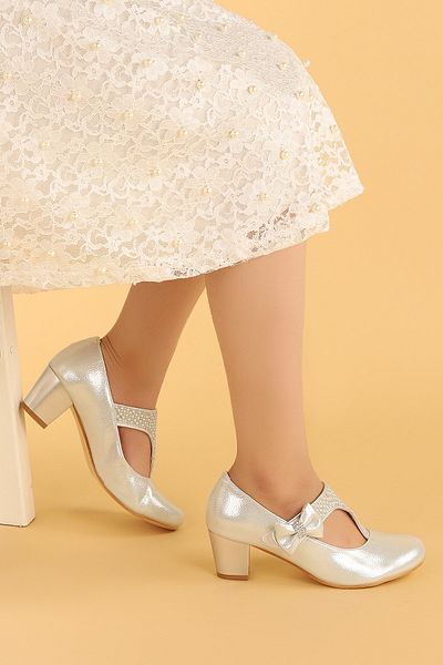 KARAMAZI Kiko 755 Vakko Daily Pantofi de balerină cu toc de 4 cm pentru fete, argintii
