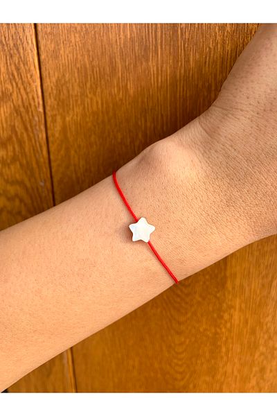 Atelier Çağla Mother-Of-Pearl Star Red Rope Bracelet