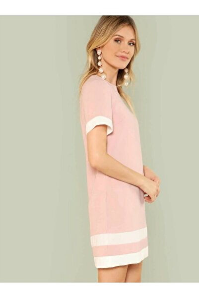 AVC Pudra Renkli Kısa Elbise