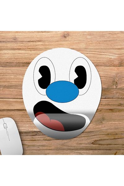 Pixxa Cuphead - موديل لوحة ماوس Mugman Face مع دعم للمعصم - بيضاوي واحد