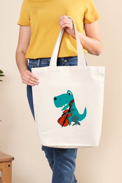 Müzik Reyonu حقيبة قماش مضحكة تي ريكس ديناصور لعب كيلو كارتون