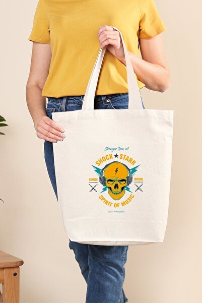 Müzik Reyonu حقيبة قماش روح الموسيقى - سونيك بوم - شوك ستار - جمجمة سماعة الرأس