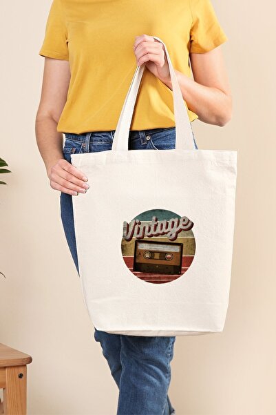 Müzik Reyonu قماش حمل حقيبة خمر الموسيقى عاشق كاسيت الشريط