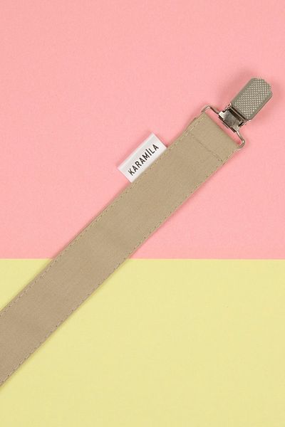 KARAMİLA 100% Cotton Beige Color Fabric Pacifier Hanger - Pacifier Chain - Pacifier Holder