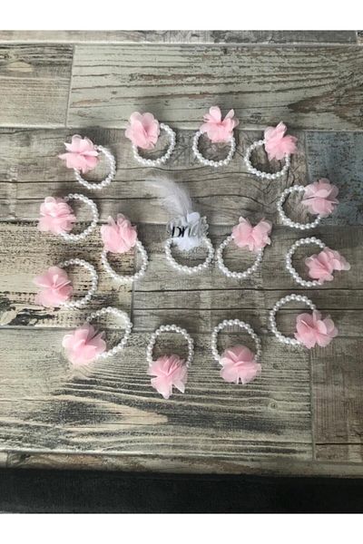 Şeker Atölyemiz Pink Floral Hairless Bridesmaid Bracelet Set of 10 – Bijoux Bracelet – Bijoux Bracelet