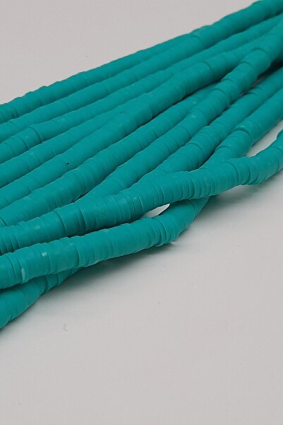 Bontex 1 șir de mărgele Fimo verde petrol 6 mm – Mărgele