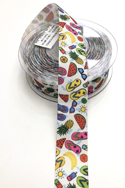 Bontex Material de ambalare Panglică Grosgrain cu model de fructe 1 metru lățime 2,5 cm – Panglică – Panglică