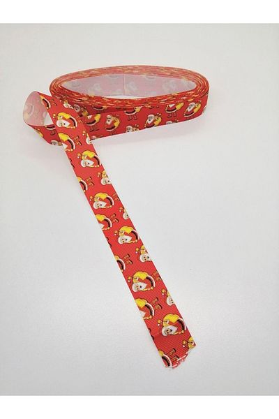 Bride Aksesuar Dünyası Yellow Red Santa Claus Patterned Grosgrain Ribbon 2.5 cm 2 Yards – Ribbon – Ribbon