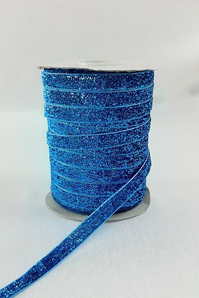 Bontex Τιρκουάζ Glitter Velvet Κορδέλα Πλάτος 1 cm 1 Meter – Κορδέλα – Κορδέλα