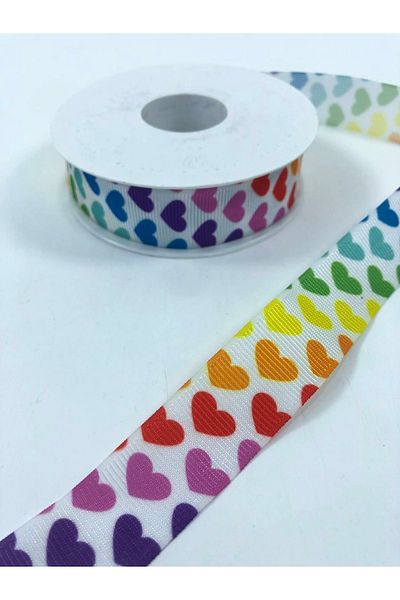 GELD Hair Band Colorful Small Heart Patterned Grosgrain Ribbon 1 Meter Width 2.5 cm – Ribbon – Ribbon