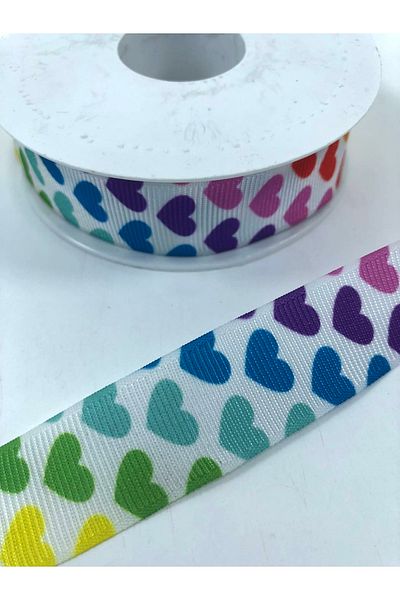 GELD Hair Band Colorful Small Heart Patterned Grosgrain Ribbon 1 Meter Width 2.5 cm – Ribbon – Ribbon