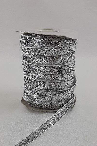 Bontex Ασημί Χρώμα Glitter Velvet Κορδέλα Πλάτος 1 cm 1 μέτρο