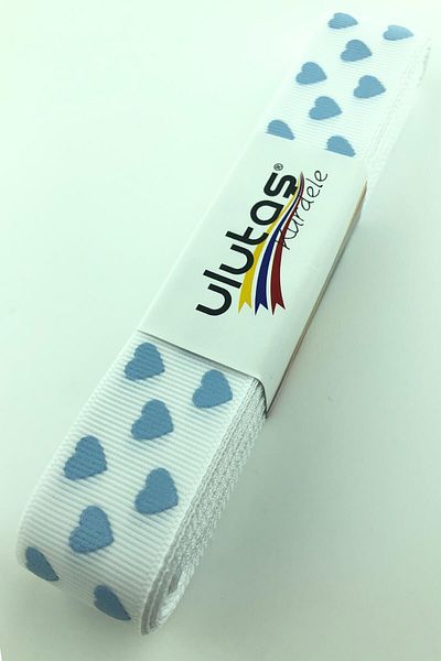 Ulutaş Κορδέλα συσκευασίας δώρου Baby Blue Heart Printed Grosgrain Κορδέλα 1 μέτρο πλάτος 2,5 cm – Κορδέλα – Κορδέλα