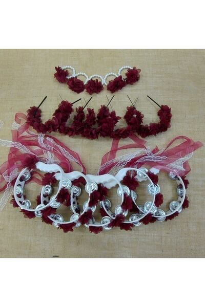 FREE Kına Gecesi Seti Taç Bileklik Tef Bordo – Kına Eğlence Aksesuarı