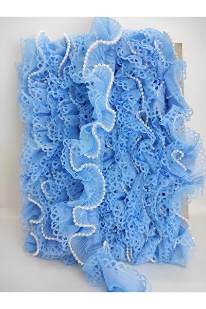 Bontex Blue Laser croială Ornament de margine cu volane cu pliuri, 1 metru – Panglică decorativă