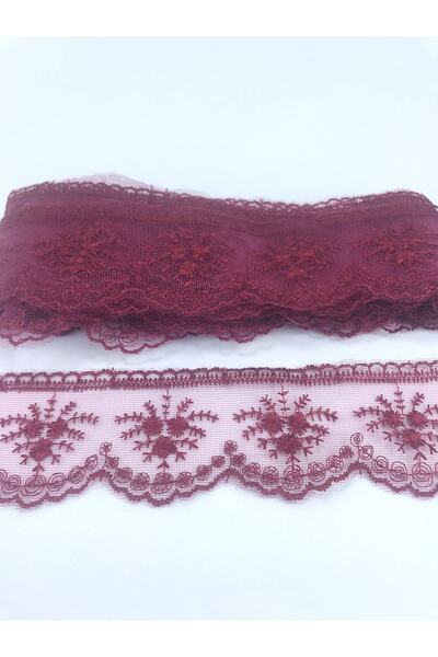 Genel Markalar Bordo Çiçek Desenli Dar Dantel 1 Metre – Dantel