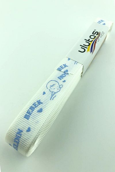 Ulutaş Λευκό Μπλε Welcome Baby Printed Grosgrain Κορδέλα 1,5 cm 1 Meter – Κορδέλα – Κορδέλα