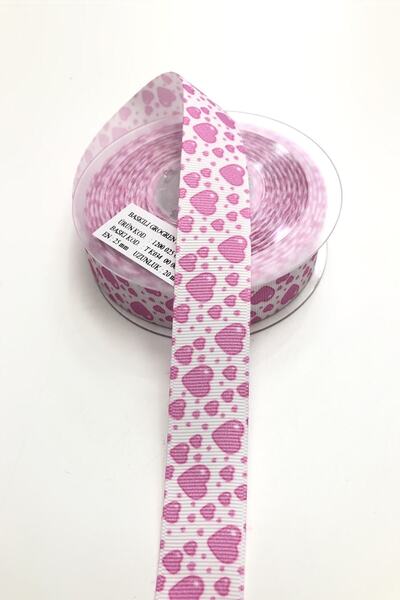 GELD Panglici Grosgrain cu Motiv Inimă Lățime 2,5 Cm 1 Metru – Panglică – Panglică