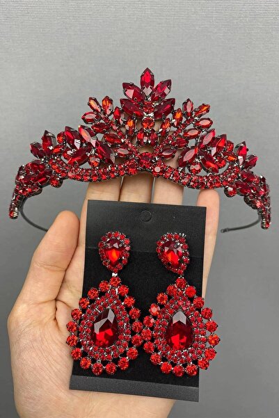 Bontex Coroană și cercei cu henna roșie Serlin – Accesoriu de mireasă