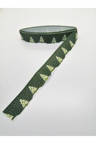 Bontex Panglică Grosgrain cu model de pin verde alb 2,5 cm 2 metri – Ornament...