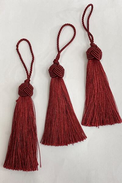 Bontex Ciucure Roșu Claret cu Bază, 5 Bucăți, Lungime 12 Cm – Panglică Decora...