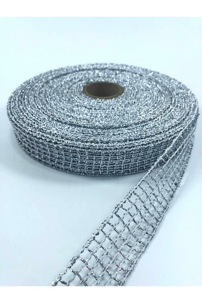 Bontex Ασημί Glitter Μεταξωτή Κορδέλα 1 Μέτρο