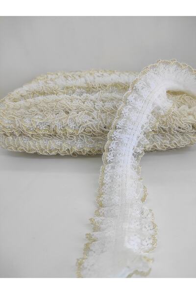 Bontex Ornament cu volane alb, galben, cu sclipici, dantelă bucăți, 1 metru –...