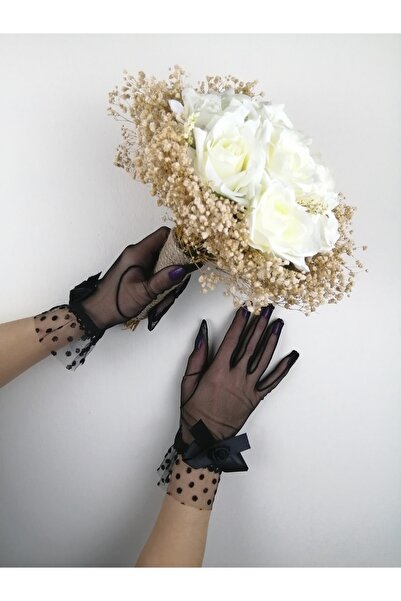 Bontex Set buchet de mireasă cu trandafiri albi și ciucuri, și mănuși cu fund...