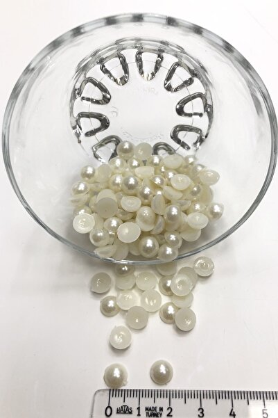 Bride Aksesuar Dünyası Mărgele de plastic tip jumătate de perlă, crem – Mărgele