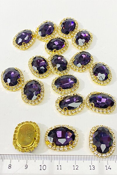 Bontex Лилаво позлатено овално стоящо камъче, 5 броя – мънисто