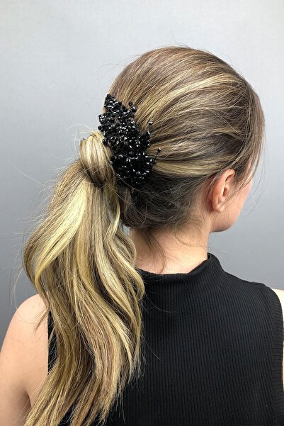 Bontex Αξεσουάρ Μαλλιών Νύφης με Μαύρο Σχέδιο Φύλλων, Κρύσταλλα και Πέρλες – ...