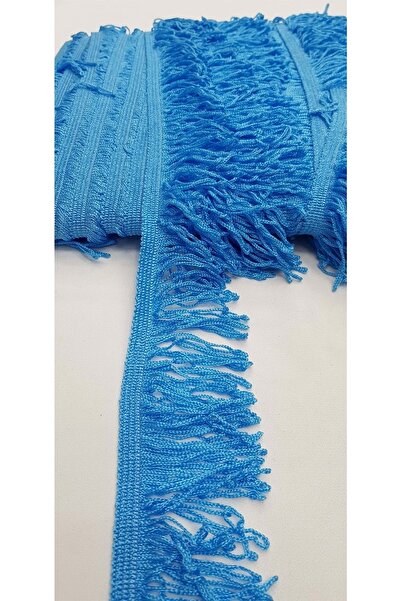 Bontex Panglică decorativă albastră cu franjuri și ciucuri, 1 metru lățime 7 cm