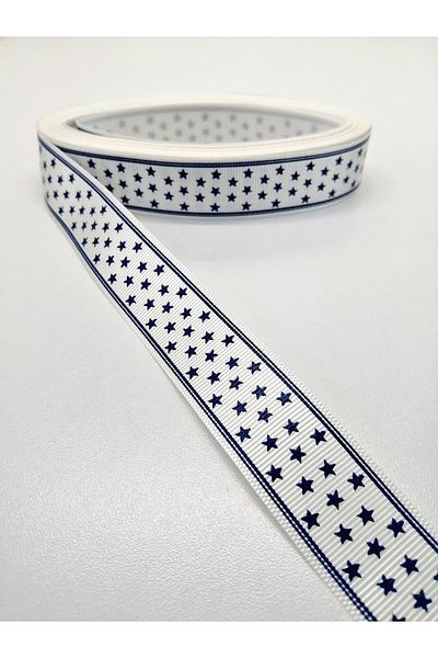 Bontex White Star Grosgrain Κορδέλα 2,5 cm1 Meter – Κορδέλα