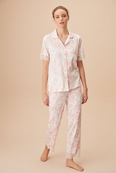 SUWEN Pyjama - Rosa - Geblümt