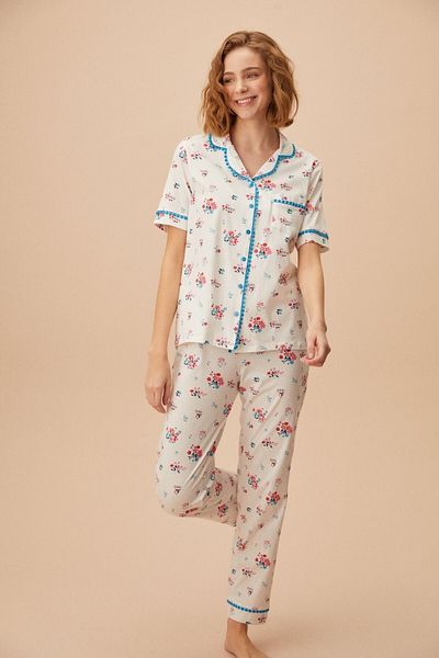 SUWEN Pyjama - Mehrfarbig - Geblümt