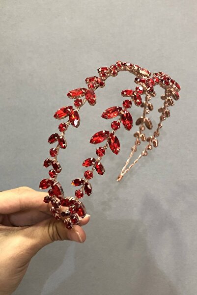 Bontex Κόκκινο Χάλκινο Χρώμα Διπλής Σειράς Χένα και Νυφικό Στέμμα – Στέμμα γι...