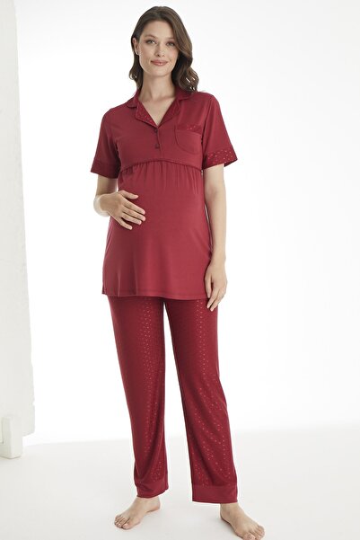 Miss Dünya Lissa Set de pijamale de maternitate și de maternitate cu guler că...