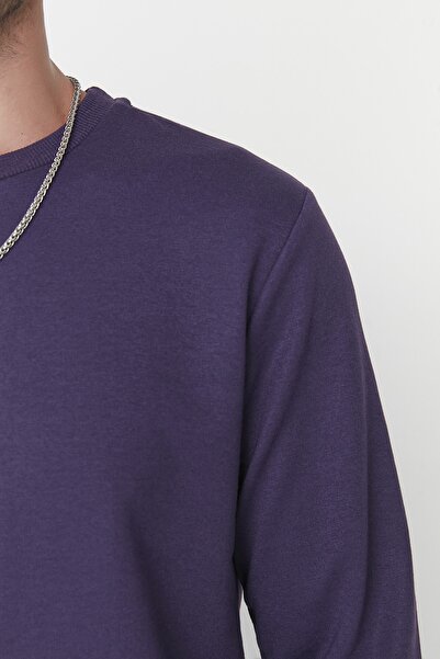 Trendyol Collection Лилав суитшърт с дълъг ръкав и нормален крой, без повдигане TMNAW20SW0164