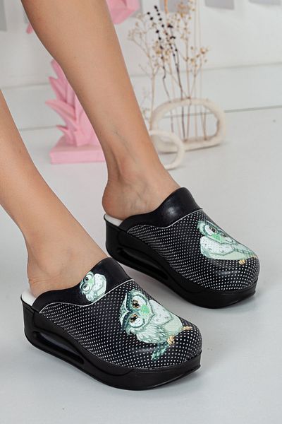20tasarımterlik Masked Owl Black Sole Orthopedic Airmax Medical Sabo Slippers Nurse Slippers Doctor Slippers